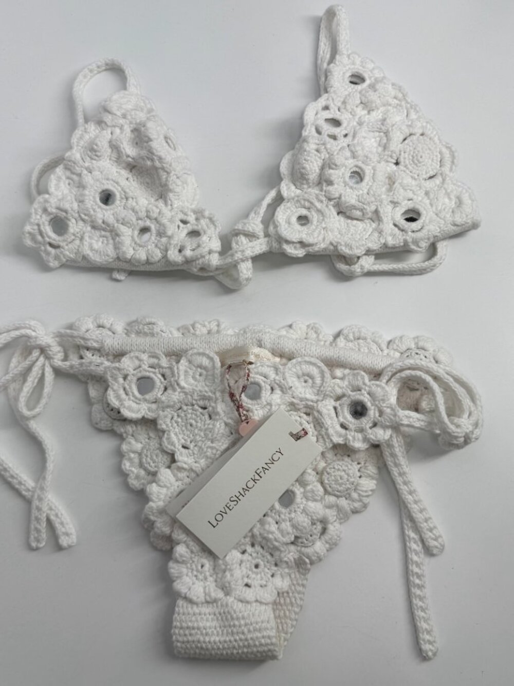 LoveShackFancy Ostelle Crochet Embellished Bikini Set - Size S/L Mixed NWT - Picture 4 of 13